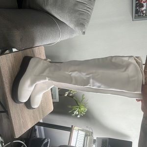 Over the knee white boots